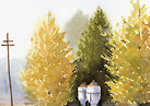 水彩画「秋の景色」
